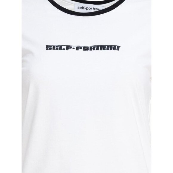 Self-Portrait Crew-Neck T-Shirt With Embroidered Logo tag size 10 Women - Picture 3 of 4